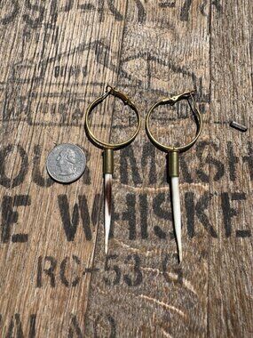 Rustic Western Hoop Earrings with Porcupine Quills
